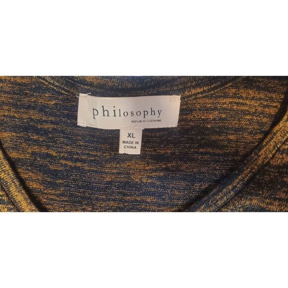 Philosophy Casusl Or Business Casual  Half Sleeve Stretchy Copper And Black V Ne - Picture 2 of 6